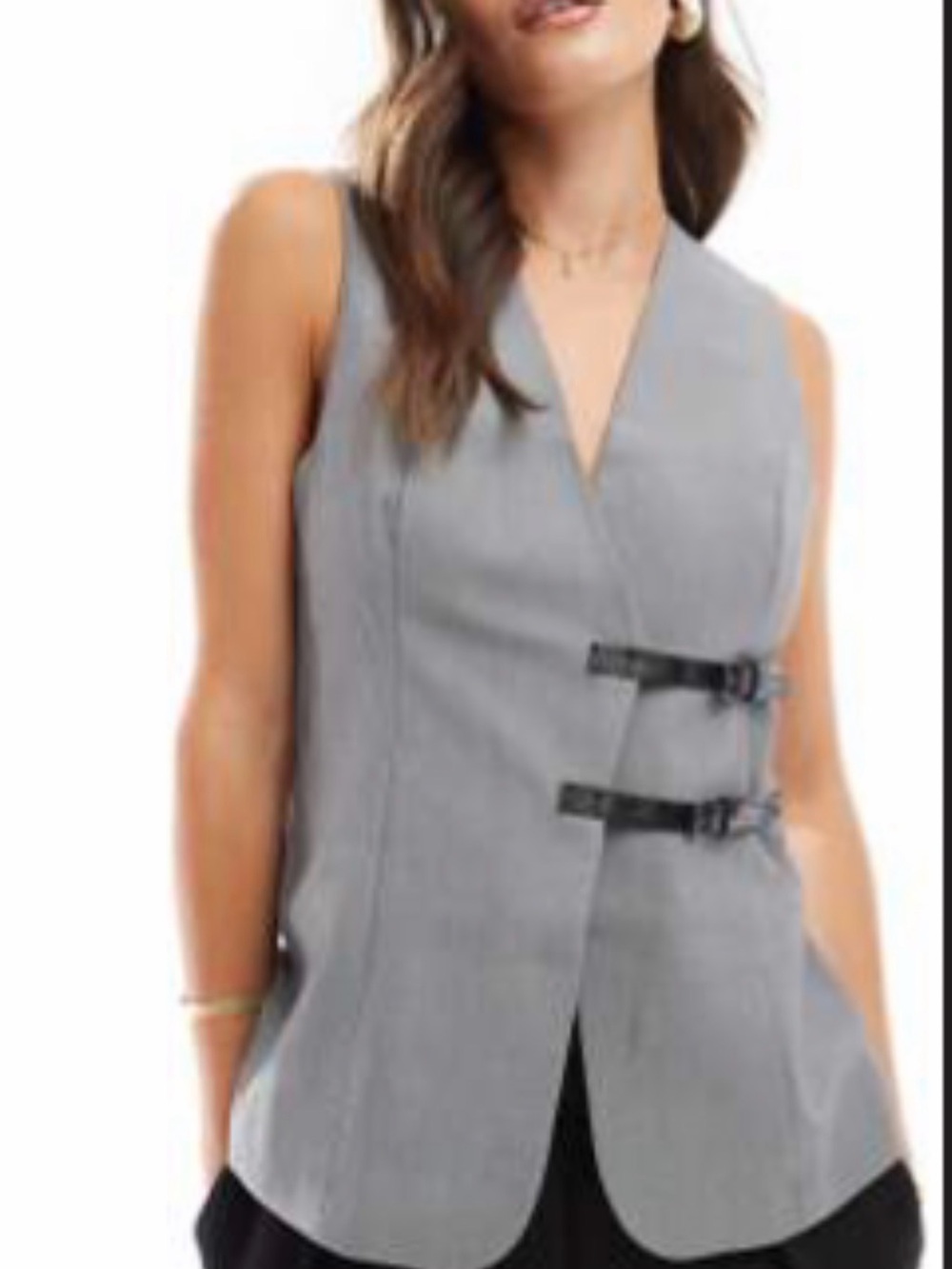 ASOS design longline belted vest in gray